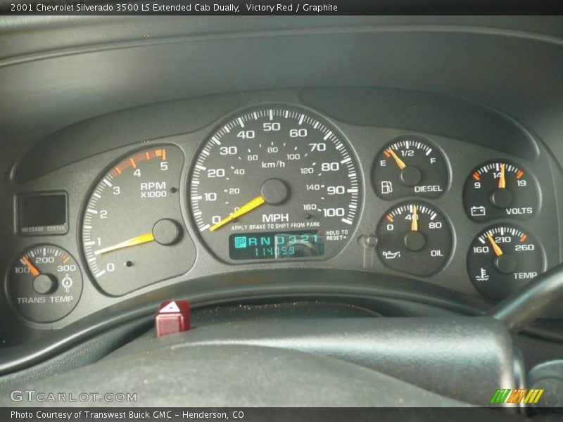 Victory Red / Graphite 2001 Chevrolet Silverado 3500 LS Extended Cab Dually