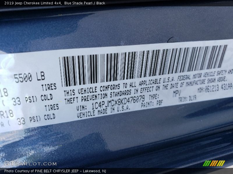 Blue Shade Pearl / Black 2019 Jeep Cherokee Limited 4x4