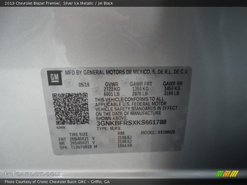 Silver Ice Metallic / Jet Black 2019 Chevrolet Blazer Premier