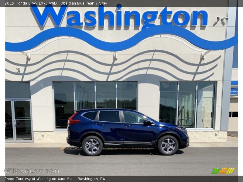 Obsidian Blue Pearl / Gray 2019 Honda CR-V EX-L AWD