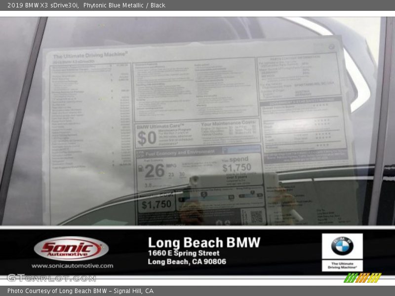 Phytonic Blue Metallic / Black 2019 BMW X3 sDrive30i