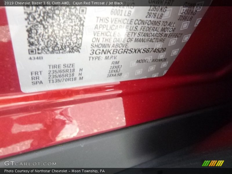 Cajun Red Tintcoat / Jet Black 2019 Chevrolet Blazer 3.6L Cloth AWD