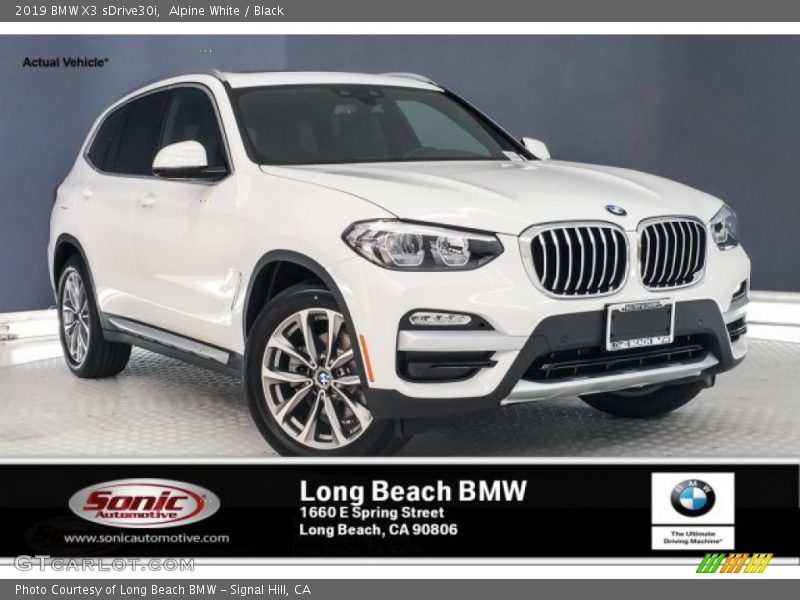 Alpine White / Black 2019 BMW X3 sDrive30i