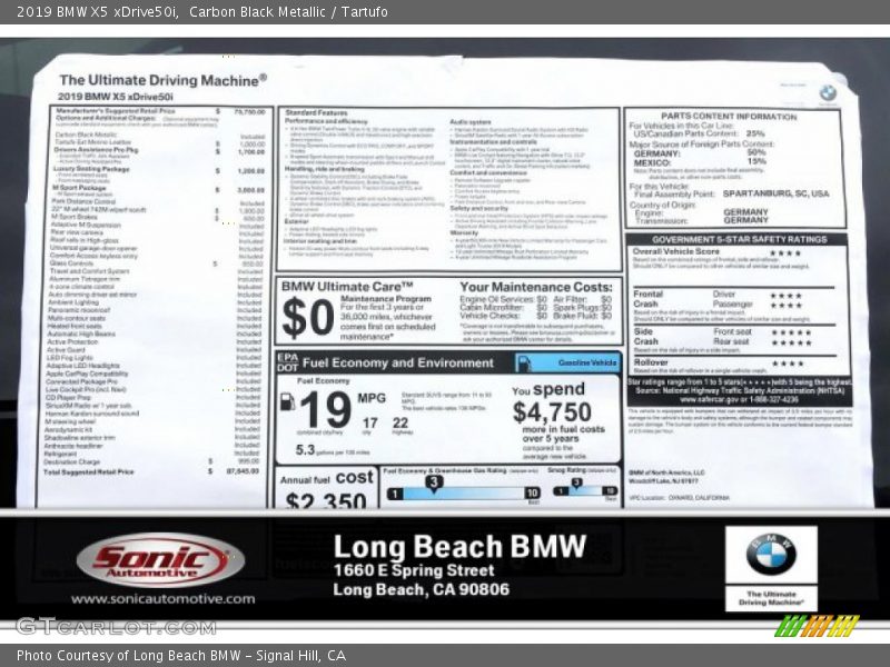 Carbon Black Metallic / Tartufo 2019 BMW X5 xDrive50i