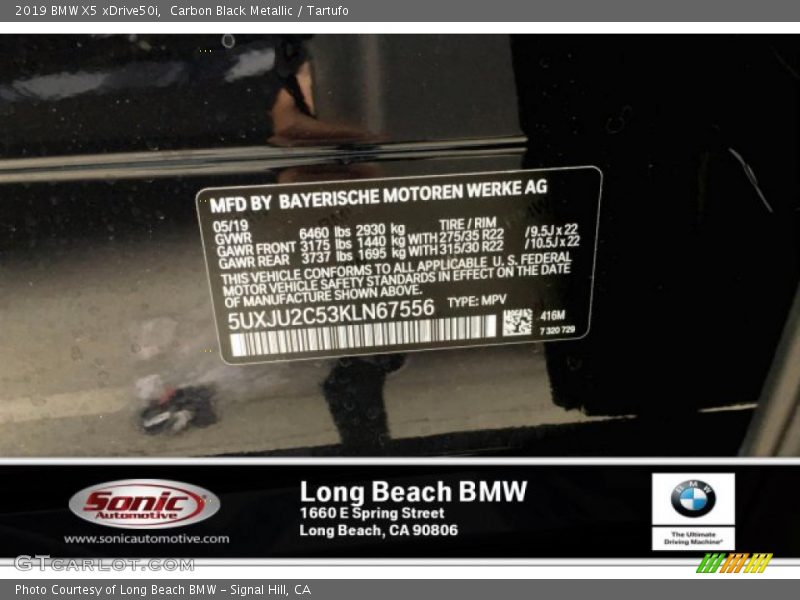 Carbon Black Metallic / Tartufo 2019 BMW X5 xDrive50i
