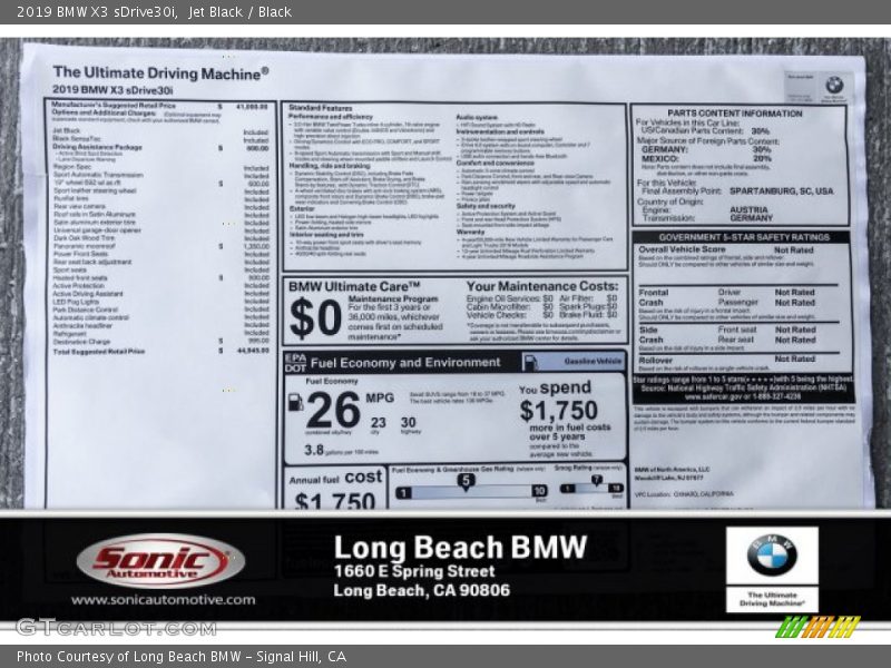 Jet Black / Black 2019 BMW X3 sDrive30i