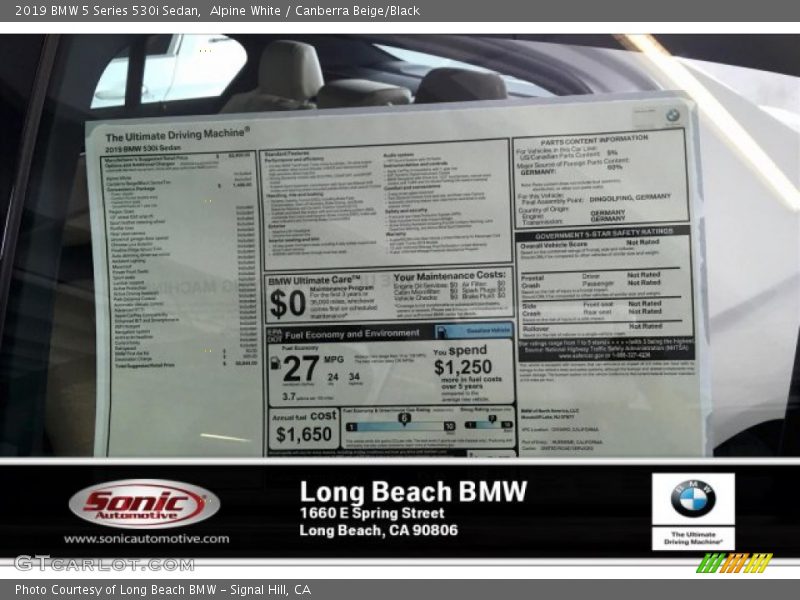 Alpine White / Canberra Beige/Black 2019 BMW 5 Series 530i Sedan