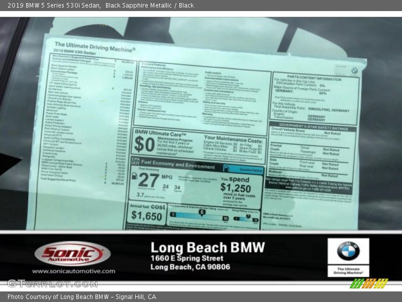 Black Sapphire Metallic / Black 2019 BMW 5 Series 530i Sedan
