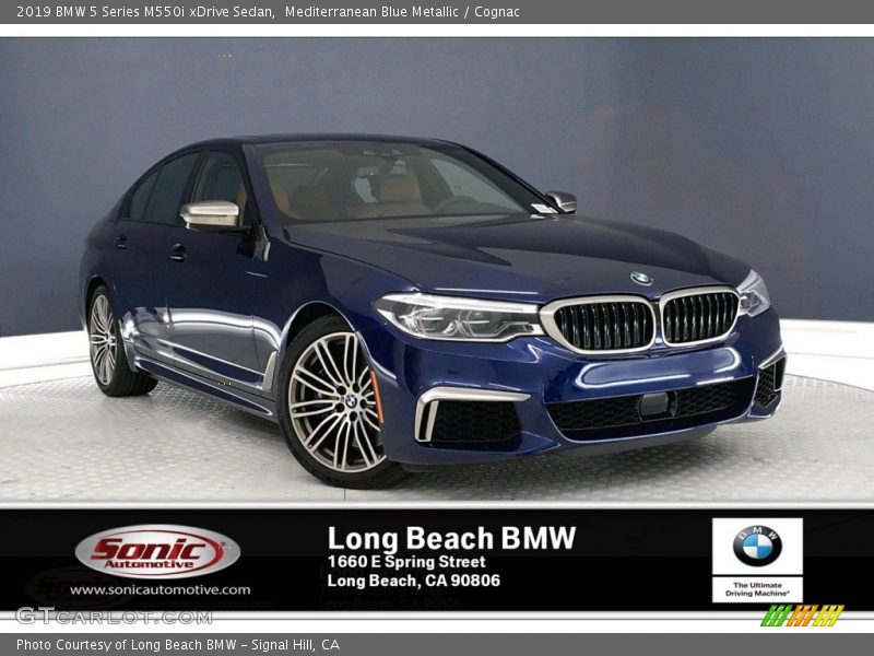 Mediterranean Blue Metallic / Cognac 2019 BMW 5 Series M550i xDrive Sedan