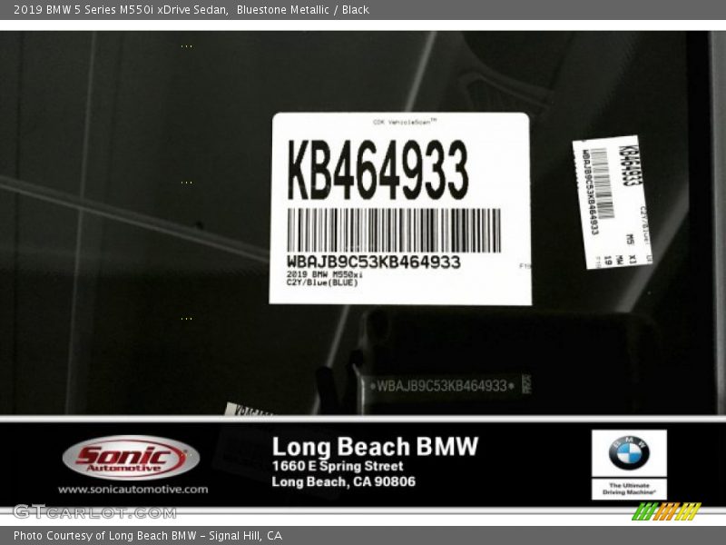 Bluestone Metallic / Black 2019 BMW 5 Series M550i xDrive Sedan
