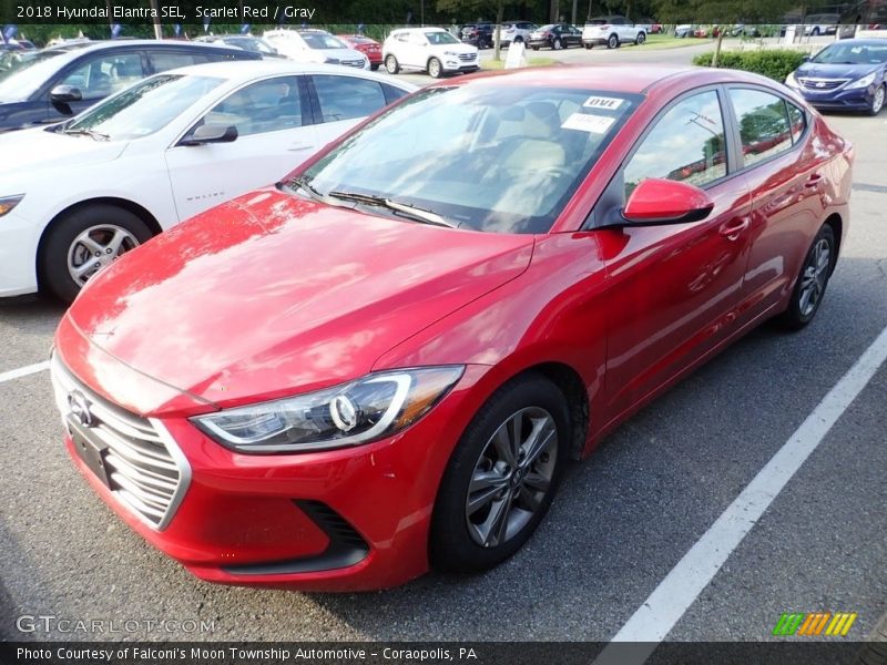 Scarlet Red / Gray 2018 Hyundai Elantra SEL