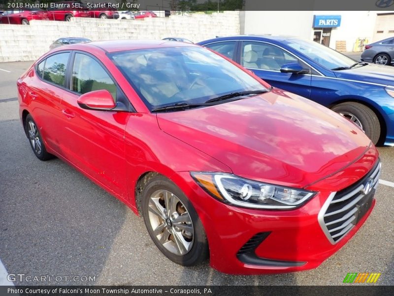 Scarlet Red / Gray 2018 Hyundai Elantra SEL