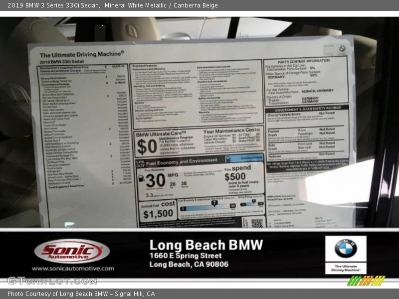 Mineral White Metallic / Canberra Beige 2019 BMW 3 Series 330i Sedan