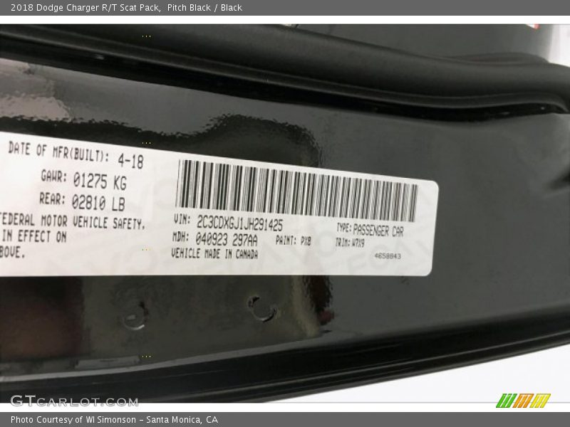 Pitch Black / Black 2018 Dodge Charger R/T Scat Pack