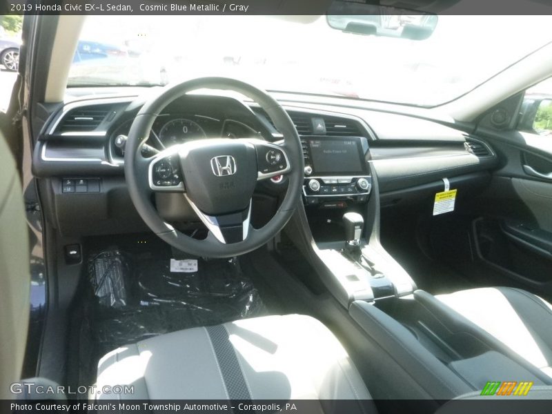 Cosmic Blue Metallic / Gray 2019 Honda Civic EX-L Sedan