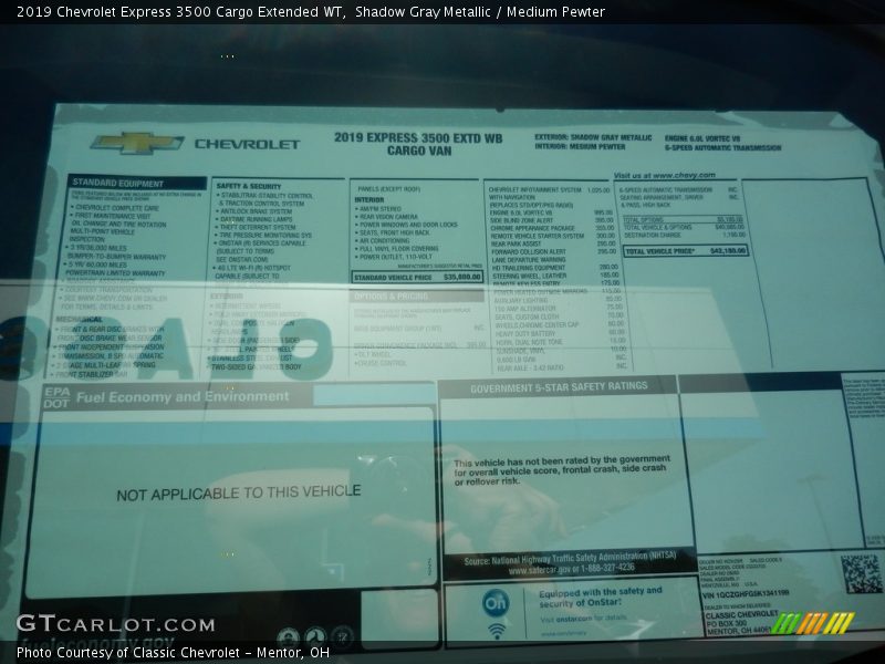 Shadow Gray Metallic / Medium Pewter 2019 Chevrolet Express 3500 Cargo Extended WT