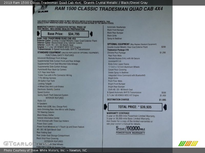 Granite Crystal Metallic / Black/Diesel Gray 2019 Ram 1500 Classic Tradesman Quad Cab 4x4