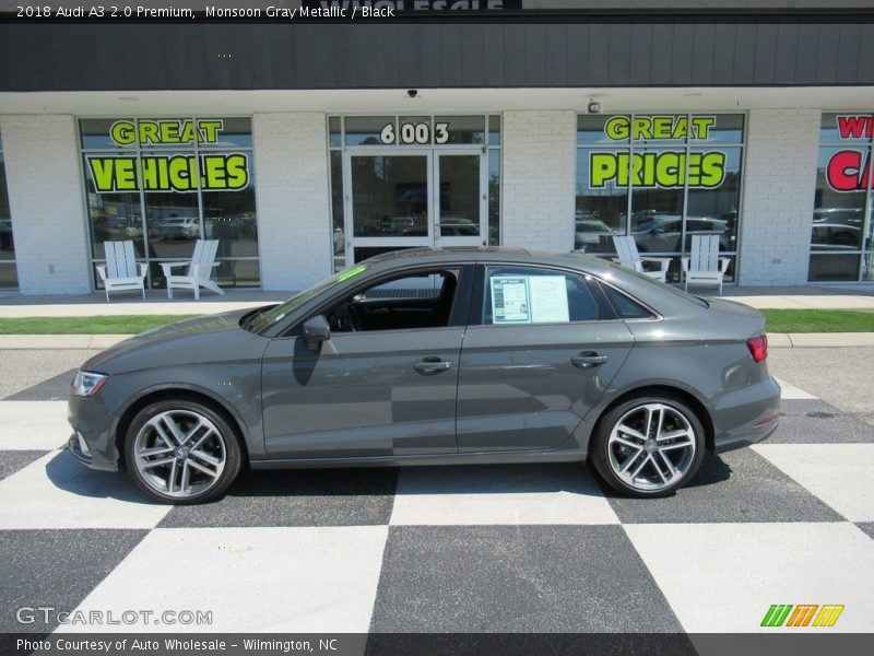 Monsoon Gray Metallic / Black 2018 Audi A3 2.0 Premium
