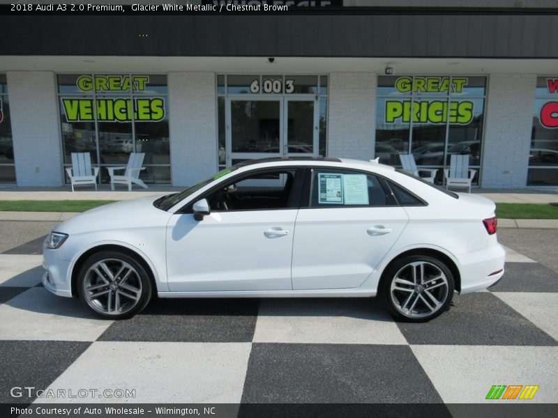 Glacier White Metallic / Chestnut Brown 2018 Audi A3 2.0 Premium