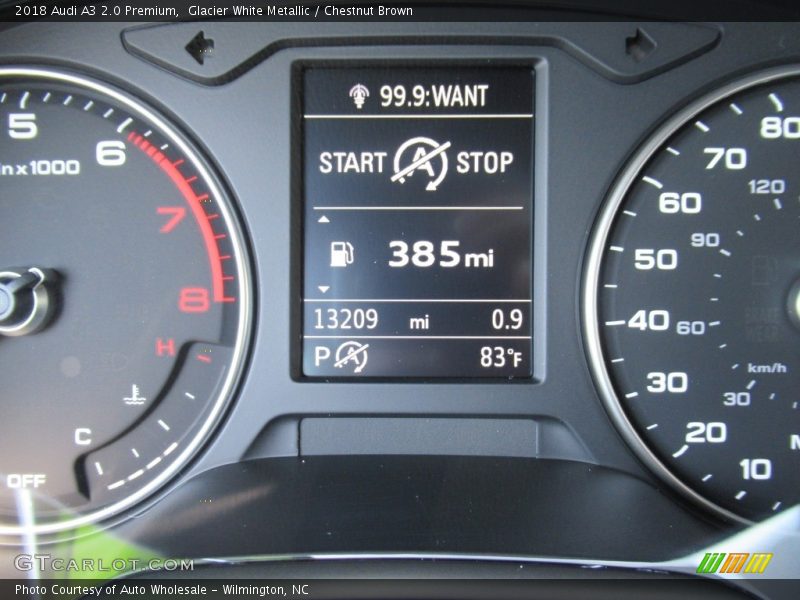 Glacier White Metallic / Chestnut Brown 2018 Audi A3 2.0 Premium