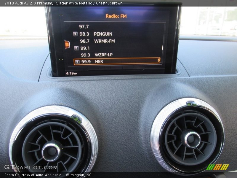 Glacier White Metallic / Chestnut Brown 2018 Audi A3 2.0 Premium