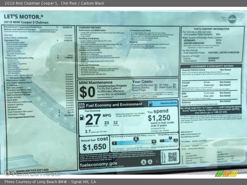 Chili Red / Carbon Black 2019 Mini Clubman Cooper S
