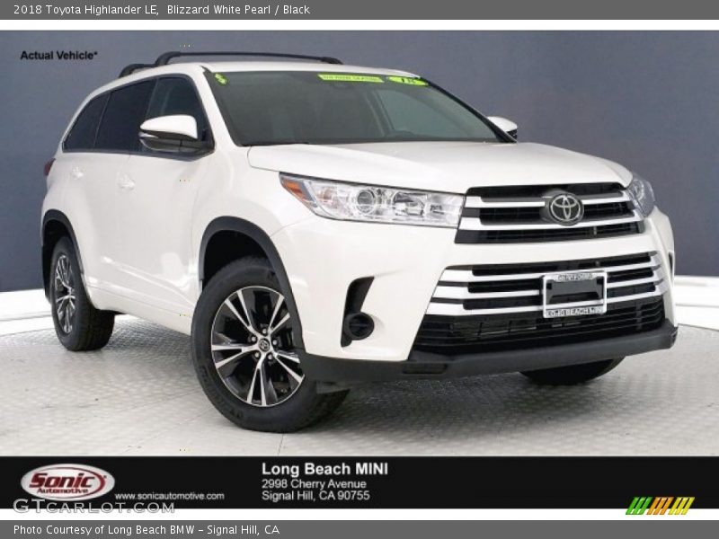 Blizzard White Pearl / Black 2018 Toyota Highlander LE