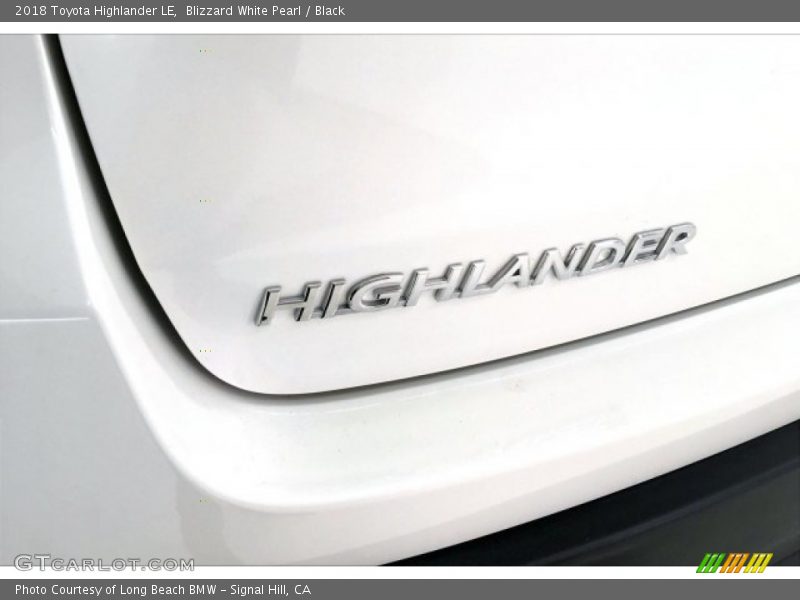 Blizzard White Pearl / Black 2018 Toyota Highlander LE