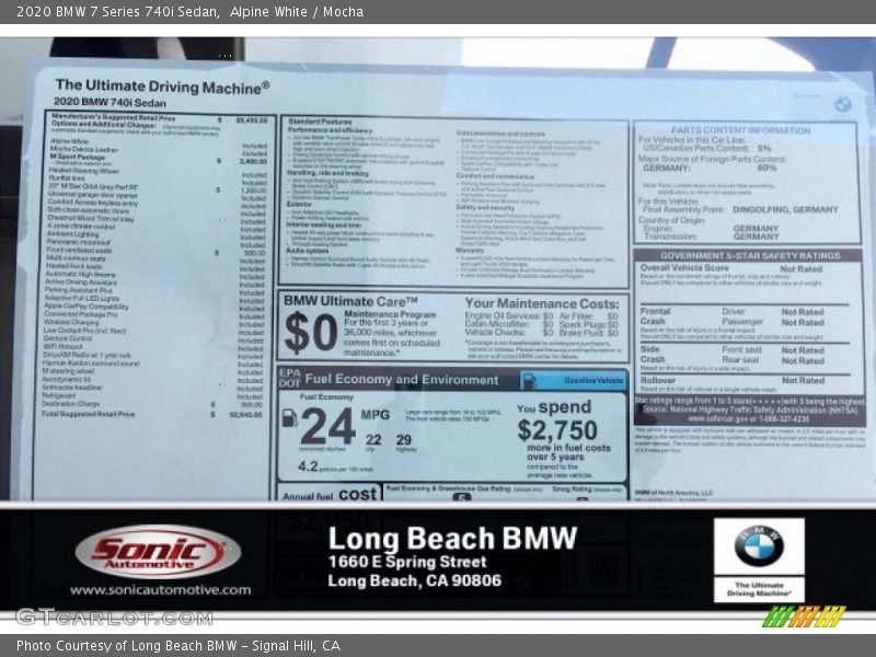 Alpine White / Mocha 2020 BMW 7 Series 740i Sedan