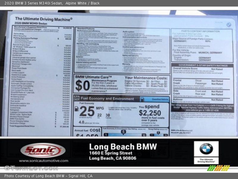 Alpine White / Black 2020 BMW 3 Series M340i Sedan