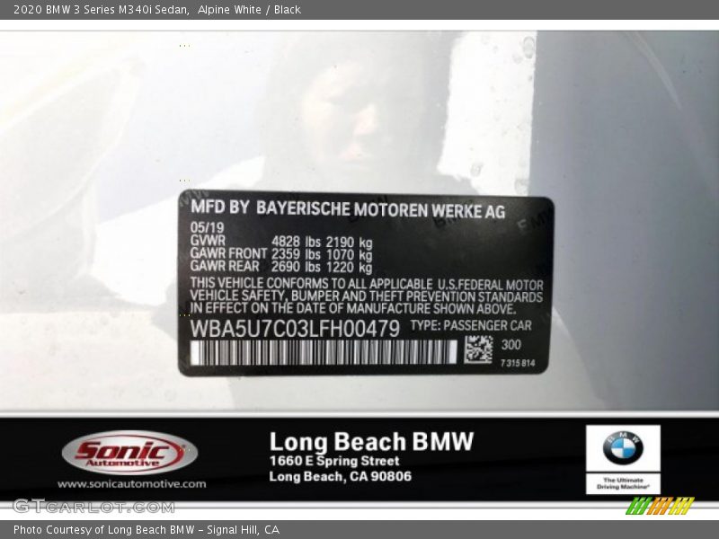 Alpine White / Black 2020 BMW 3 Series M340i Sedan