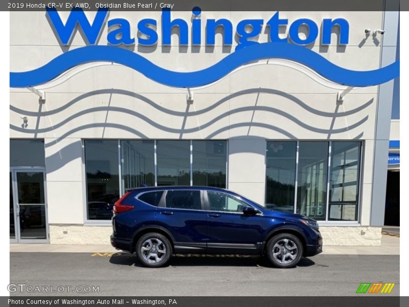Obsidian Blue Pearl / Gray 2019 Honda CR-V EX AWD