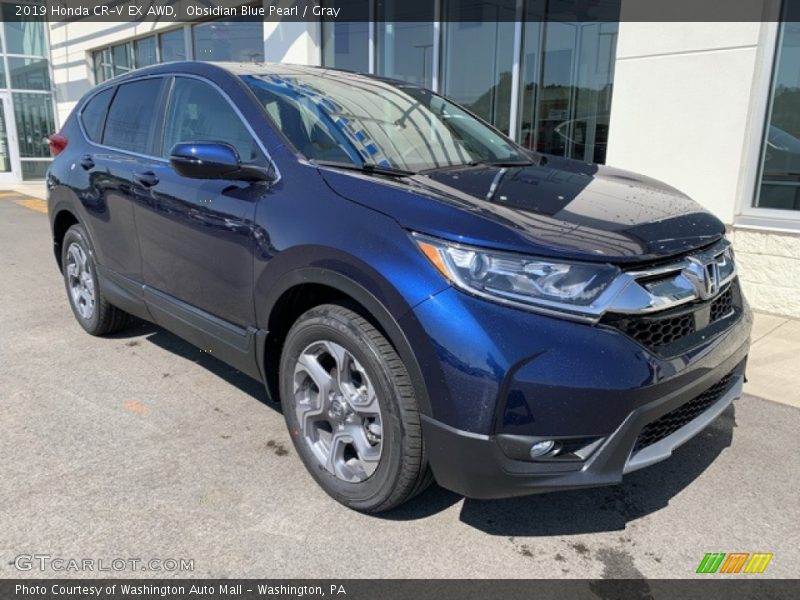 Obsidian Blue Pearl / Gray 2019 Honda CR-V EX AWD