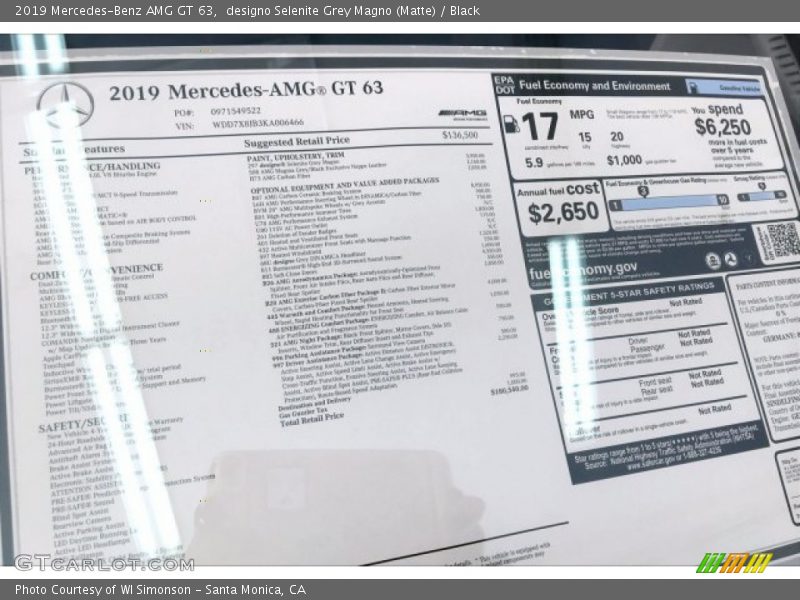 designo Selenite Grey Magno (Matte) / Black 2019 Mercedes-Benz AMG GT 63