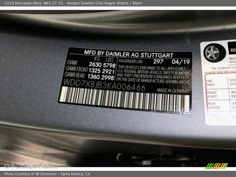 designo Selenite Grey Magno (Matte) / Black 2019 Mercedes-Benz AMG GT 63