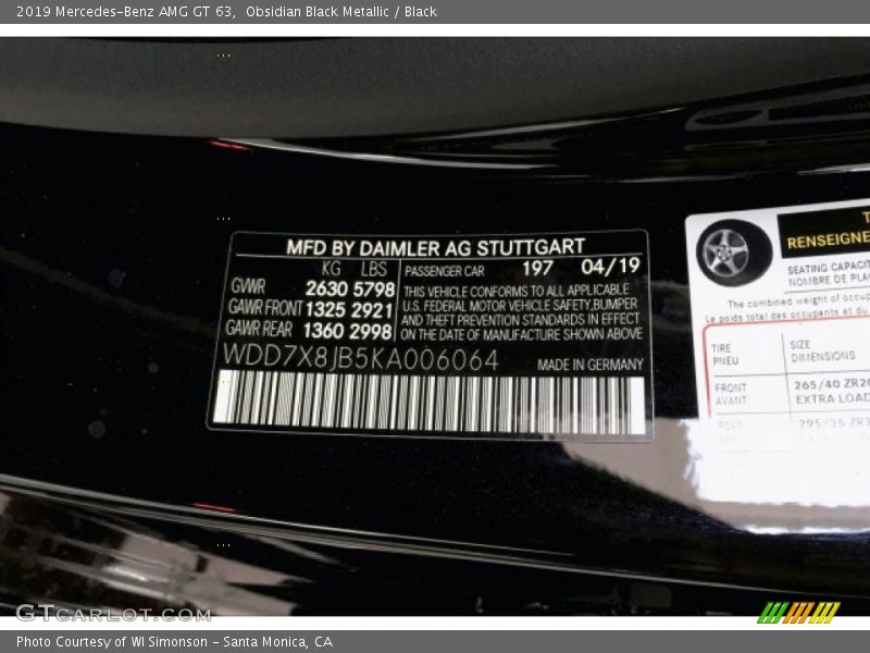 2019 AMG GT 63 Obsidian Black Metallic Color Code 197