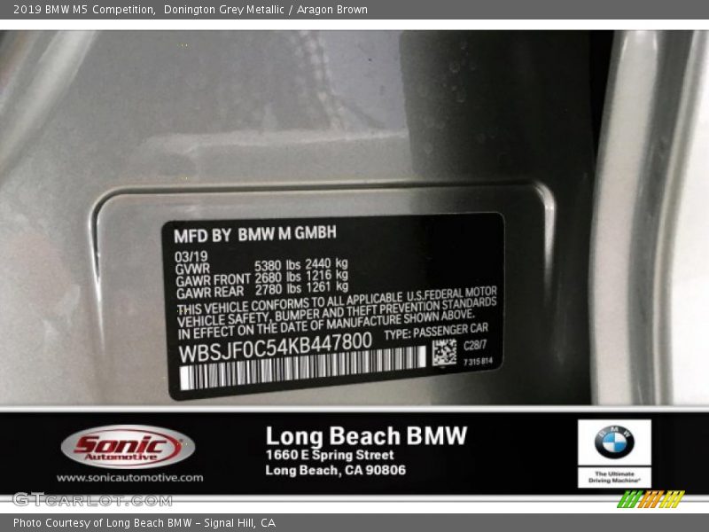 Donington Grey Metallic / Aragon Brown 2019 BMW M5 Competition