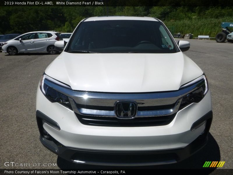 White Diamond Pearl / Black 2019 Honda Pilot EX-L AWD