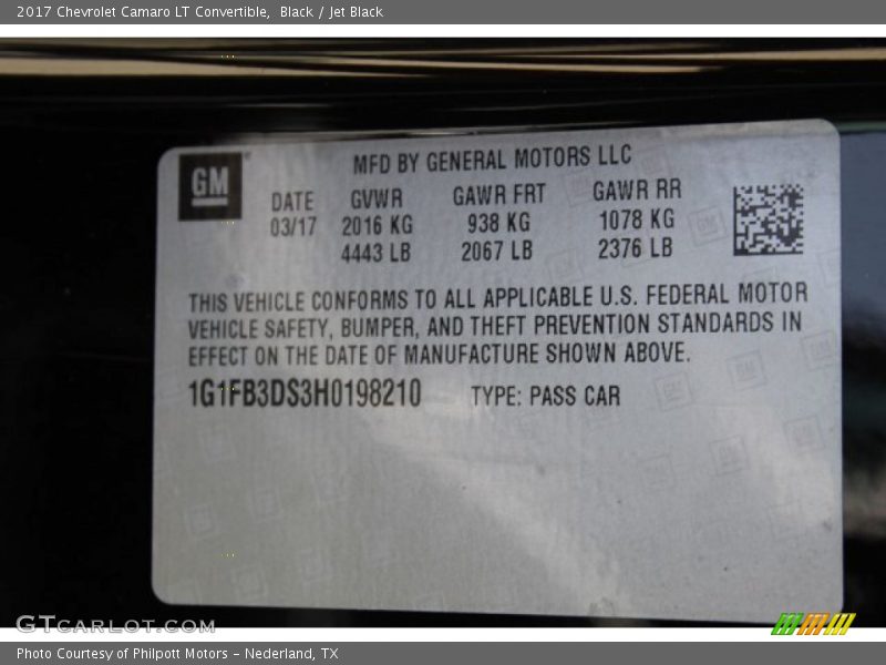 Black / Jet Black 2017 Chevrolet Camaro LT Convertible