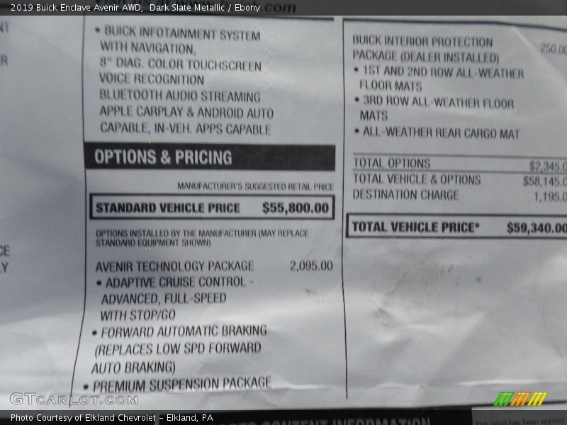 Dark Slate Metallic / Ebony 2019 Buick Enclave Avenir AWD