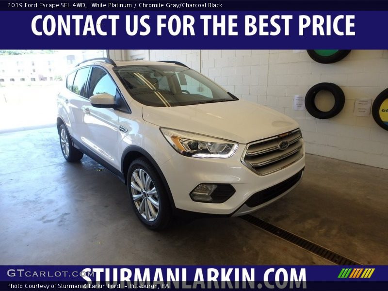 White Platinum / Chromite Gray/Charcoal Black 2019 Ford Escape SEL 4WD