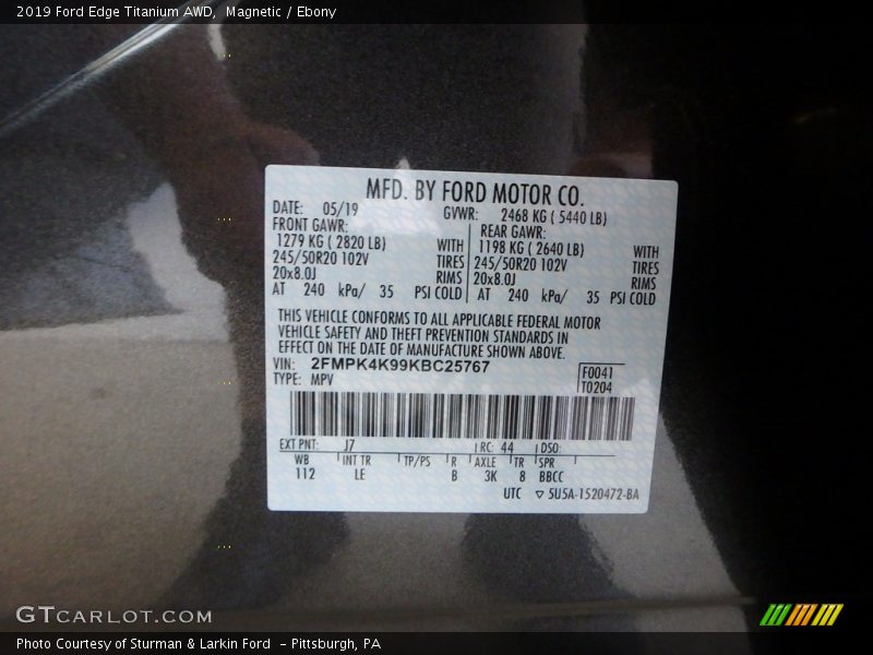 Magnetic / Ebony 2019 Ford Edge Titanium AWD