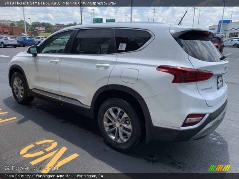 Machine Gray / Espresso/Gray 2019 Hyundai Santa Fe SE AWD