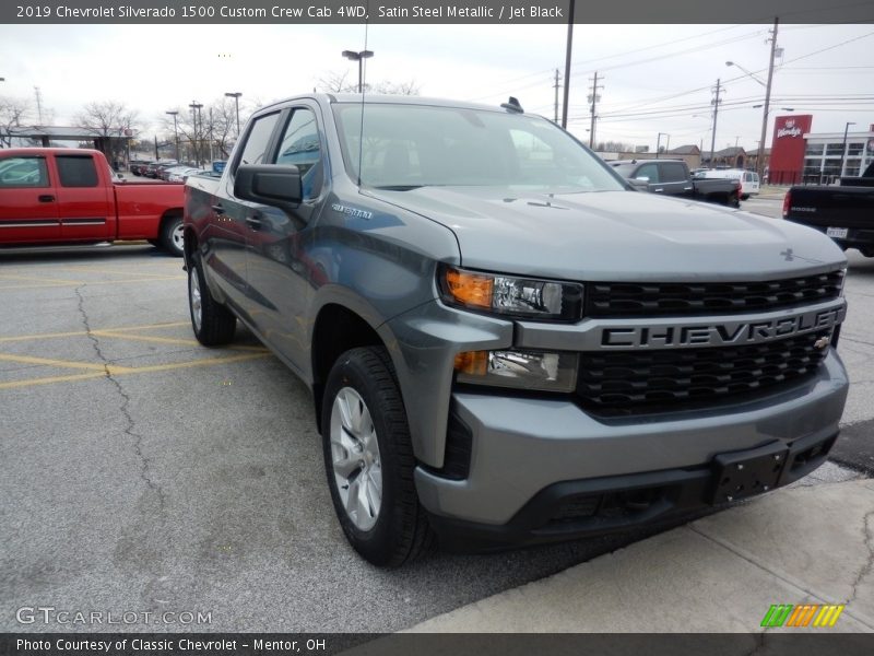 Satin Steel Metallic / Jet Black 2019 Chevrolet Silverado 1500 Custom Crew Cab 4WD