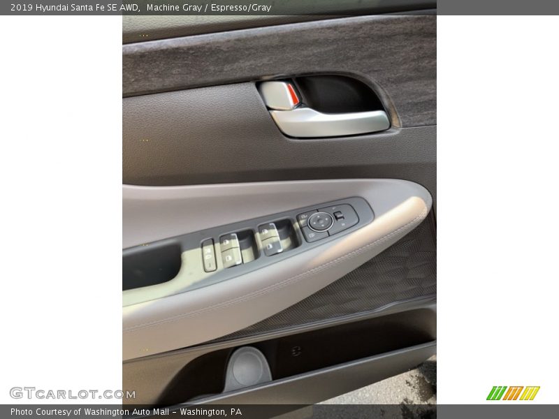 Machine Gray / Espresso/Gray 2019 Hyundai Santa Fe SE AWD
