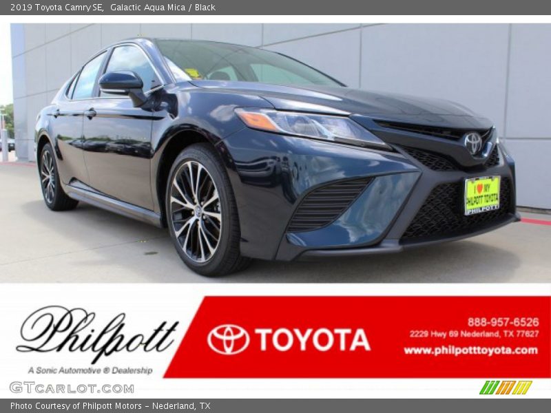 Galactic Aqua Mica / Black 2019 Toyota Camry SE