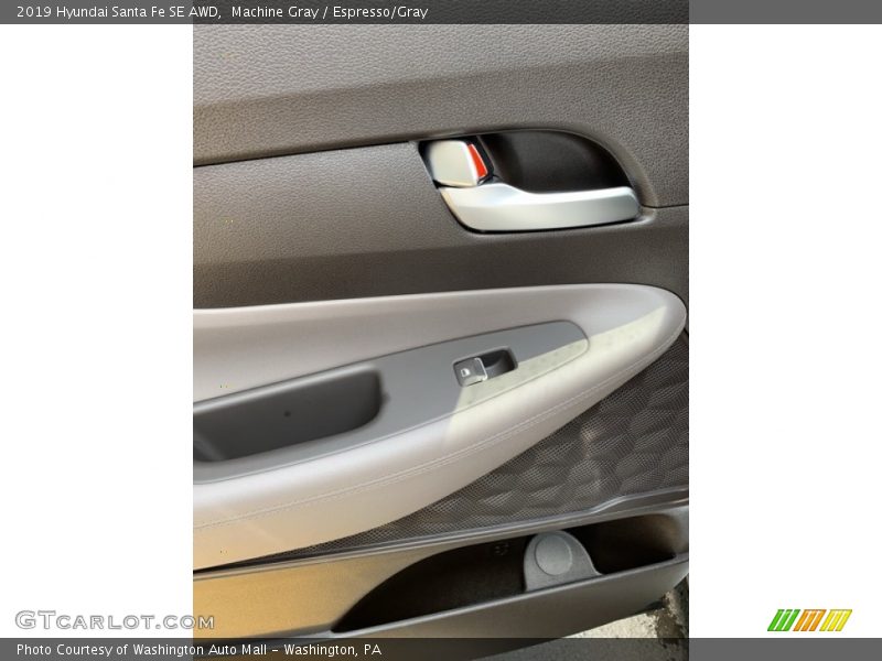 Machine Gray / Espresso/Gray 2019 Hyundai Santa Fe SE AWD