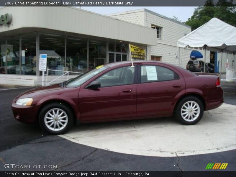 Dark Garnet Red Pearl / Dark Slate Gray 2002 Chrysler Sebring LX Sedan