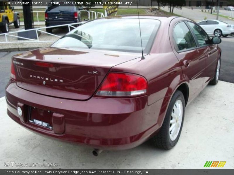 Dark Garnet Red Pearl / Dark Slate Gray 2002 Chrysler Sebring LX Sedan