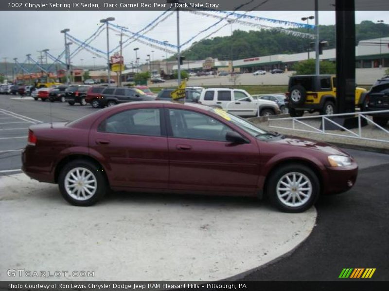 Dark Garnet Red Pearl / Dark Slate Gray 2002 Chrysler Sebring LX Sedan
